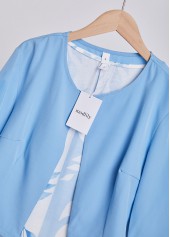 Light Blue Two Piece Leaf Print Dress and Cardigan | thumb picture 