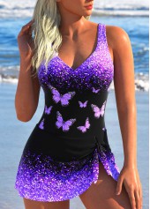 Twist Ombre Purple One Piece Swimdress