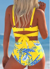 Surplice Tropical Plants Print Yellow Bikini Set | thumb picture 