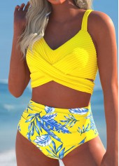 Surplice Tropical Plants Print Yellow Bikini Set | thumb picture 