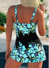 Tie Floral Print Cyan One Piece Swimdress | thumb picture 