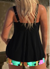 Surplice Floral Print Black Tankini Set | thumb picture 