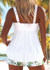 Surplice Tropical Plants Print White Tankini Set | thumb picture 
