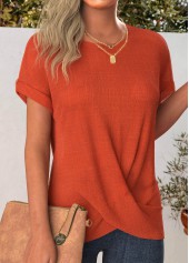 Terracotta Cross Hem Short Sleeve Round Neck T Shirt | thumb picture 