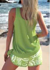 Jacquard Paisley Print Avocado Green Tankini Set | thumb picture 