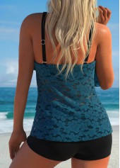 Ruffle Peacock Blue Asymmetric Tankini Set | thumb picture 