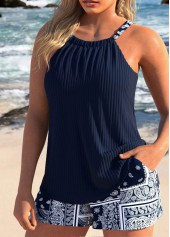 Patchwork Tribal Print Navy Tankini Set | thumb picture 