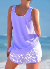Bowknot Floral Print Light Purple Tankini Set | thumb picture 