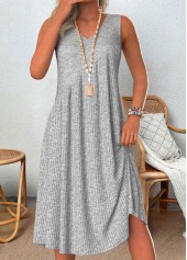 Light Grey Marl Patchwork A Line Sleeveless Dress