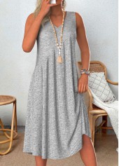 Light Grey Marl Patchwork A Line Sleeveless Dress | thumb picture 