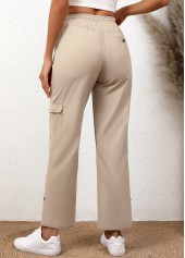 Light Camel Drawstring Elastic Waist High Waisted Pants | thumb picture 