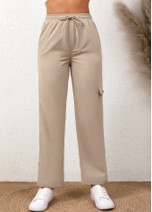 Light Camel Drawstring Elastic Waist High Waisted Pants | thumb picture 