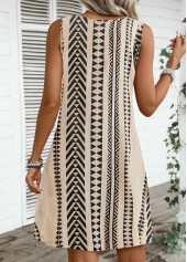 Light Camel Circular Ring Striped A Line Sleeveless Dress | thumb picture 