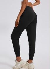 Black Pocket Jogger Elastic Waist High Waisted Pants