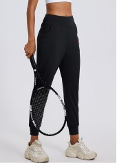 Black Pocket Jogger Elastic Waist High Waisted Pants