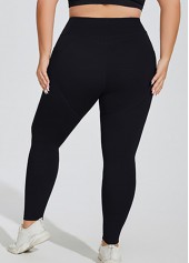 Black Plus Size Skinny Elastic Waist High Waisted Leggings