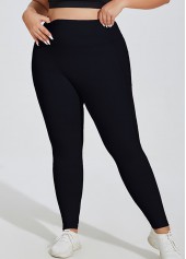 Black Plus Size Skinny Elastic Waist High Waisted Leggings