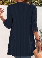 Navy Embroidery Long Sleeve Light Cardigan | thumb picture 