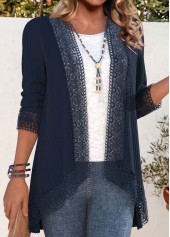 Navy Embroidery Long Sleeve Light Cardigan | thumb picture 