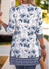 Navy Patchwork Floral Print 3/4 Sleeve Light Cardigan | thumb picture 