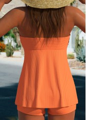 Ruffle Orange Ruched Jacquard Tankini Set | thumb picture 