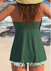 Ruffle Tropical Plants Print Green Tankini Set | thumb picture 