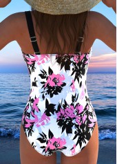 Drawstring Floral Print Pink One Piece Swimwear | thumb picture 