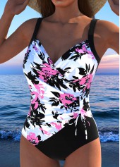 Drawstring Floral Print Pink One Piece Swimwear | thumb picture 