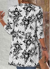 Black Floral Print 3/4 Sleeve Light Cardigan | thumb picture 