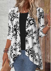 Black Floral Print 3/4 Sleeve Light Cardigan | thumb picture 