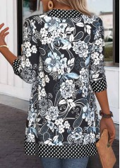 Black Patchwork Random Floral Print Long Sleeve Light Cardigan | thumb picture 