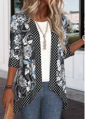 Black Patchwork Random Floral Print Long Sleeve Light Cardigan | thumb picture 