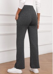 Dark Grey Bowknot Drawastring High Waisted Pants