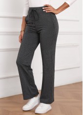 Dark Grey Bowknot Drawastring High Waisted Pants