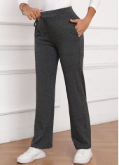 Dark Grey Bowknot Drawastring High Waisted Pants