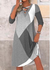 Dark Grey Marl Criss Cross A Line Dress
