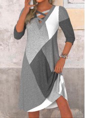 Dark Grey Marl Criss Cross A Line Dress | thumb picture 
