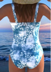 Bowknot Floral Print Dusty Blue One Piece Swimwear | thumb picture 