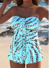 Ruffle Animal Print Cyan Tankini Set | thumb picture 