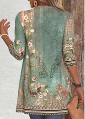 Sage Green Patchwork Floral Print Long Sleeve Light Cardigan | thumb picture 