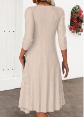 Dark Camel Patchwork Floral Print A Line Dress | thumb picture 