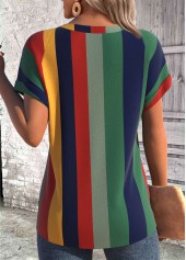 Multi Color Cross Hem Short Sleeve T Shirt