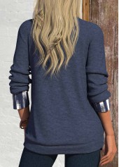 Navy Fake 2in1 Geometric Print Long Sleeve T Shirt | thumb picture 
