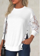 White Embroidery Long Sleeve Round Neck Sweatshirt | thumb picture 