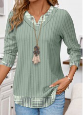 Sage Green Geometric Print Fake Two Piece Twinset