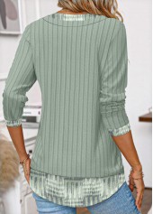 Sage Green Geometric Print Fake Two Piece Twinset | thumb picture 