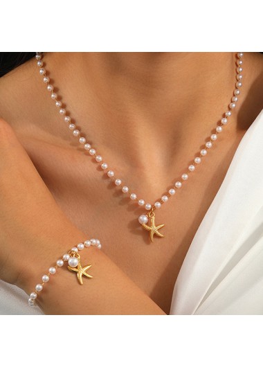 women clothes image of Golden Round Alloy Necklace and Bracelet