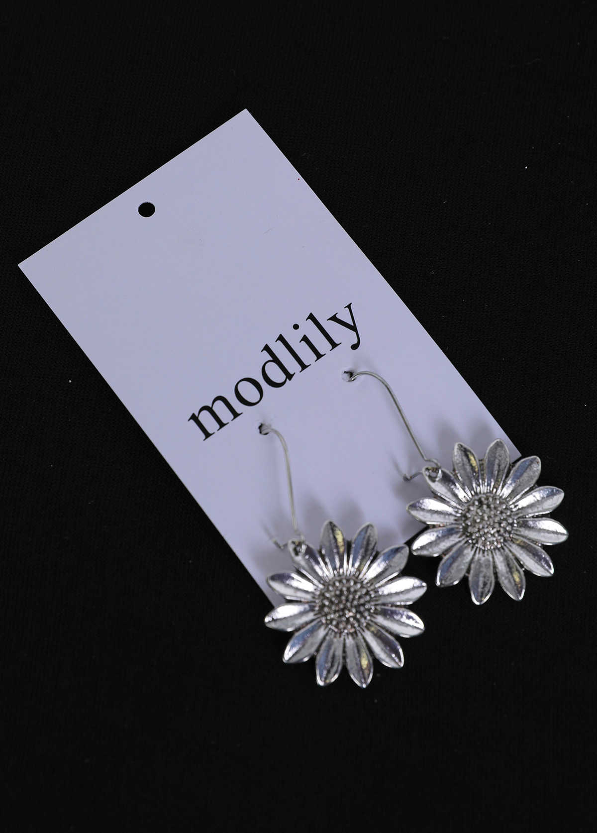 Silvery White Alloy Sunflower Design Earrings | picture 