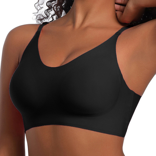 Black Seamless Scoop Breathable Scoop Bra | picture 