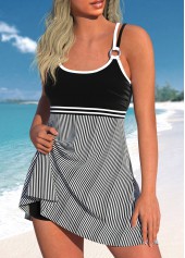 Criss Cross Striped Black Swimdress Top-No Bottom | picture 3